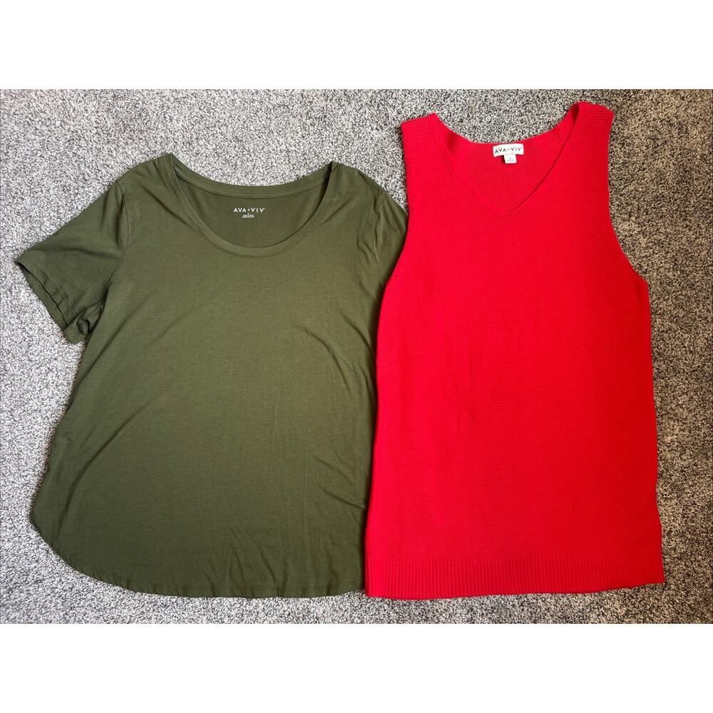 Ava & Viv Women’s Plus Size 1X Blouse Lot Short Sleeve & Tank Sweater